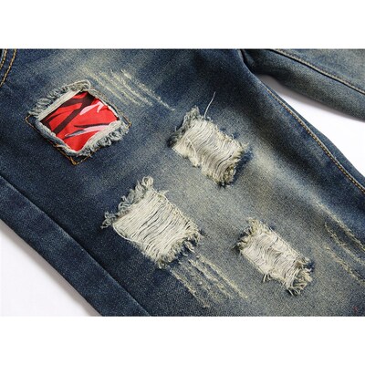 Supply 2025 Ripped Patch Jeans Mens Turn-up Patch Denim Sho