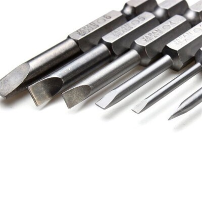 Drillpro 6pcs 50mm 2.0-6.0mm Magnetic Flat Head Slotted Tip