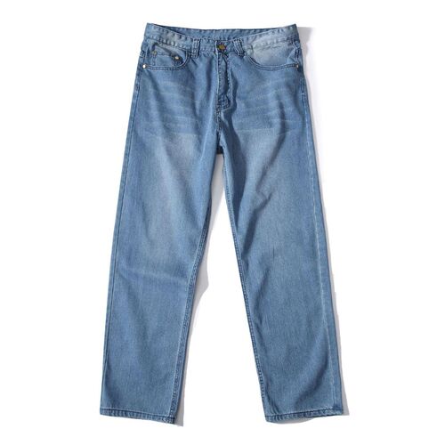 Light Blue Plus Size Jeans Mens Loose Casual rendy Hip-hop