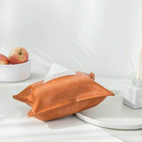Light luxury U solid color oil wax leather tissue cover ho