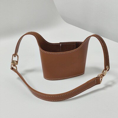 PU Leather Coffee Cup Holder Insulated Sling Carrier Pouch