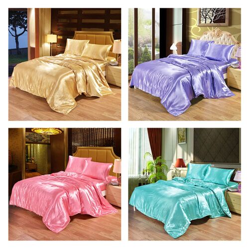 Solid Color Tencel Four-piece Simple Imitation Silk Satin Be