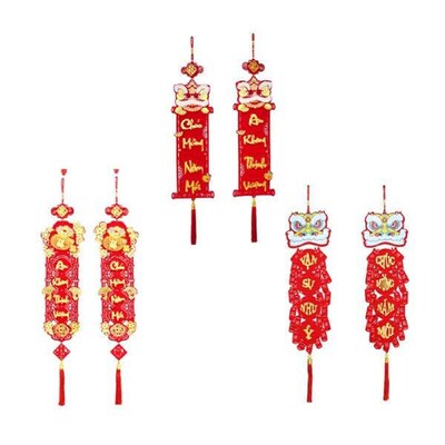 Vietnamese New Year Red Hanging Couplets Door Sign Decor