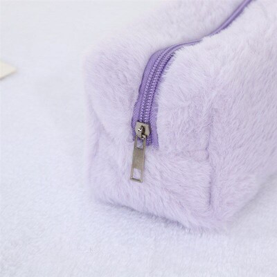 Makeup Bag Cute Cosmetic Bag Plush Pink White Makeup Pouch T