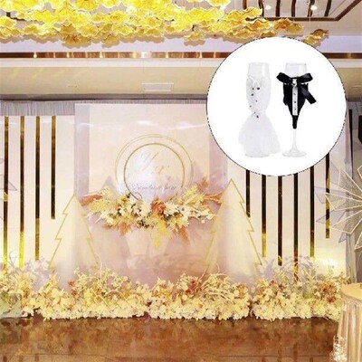 2Pcs Bride Groom Wine Glass Portable Reusable Wedding Cup