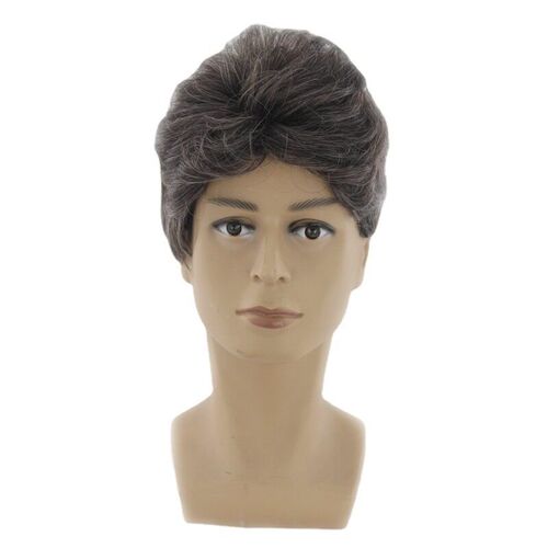 Middle-aged Mens Wig Fluffy, Realistic Short Curly Hair Bla