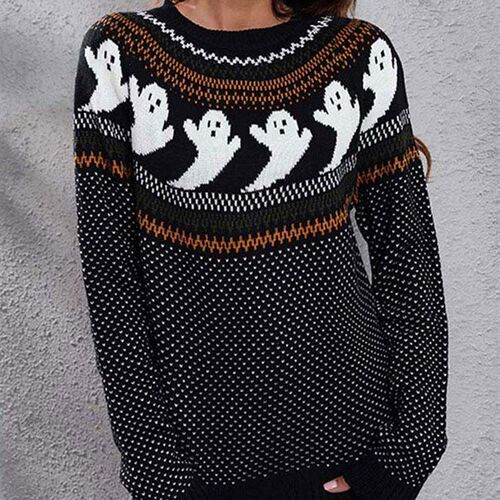 2023 Autumn Halloween Sweater Women Jumper Ladies Knitted
