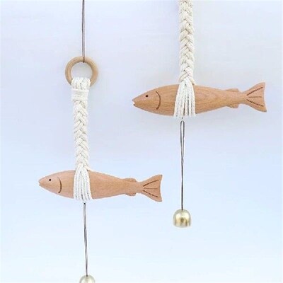 Marine Beach Themed Wood Fish Sculpture Hand Carved With