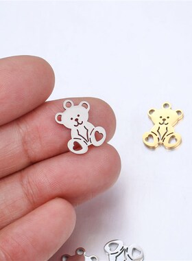 DOOYIO 5pcs/Lot Stainless Steel Charms Hollow Bear Pendant C