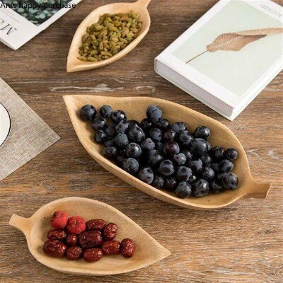 Wooden Leaf Tray Dried Fruit Snack Plate Wooden Plate