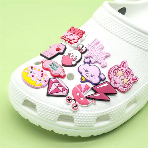 1/30PCS Pink Style Shoe Charm for Girl,Pink Bunny Heart Pin