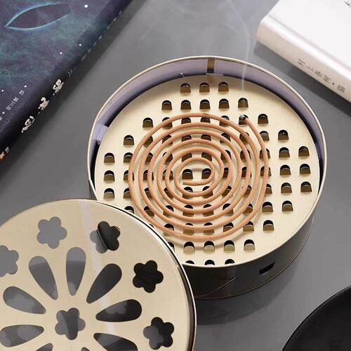 Creative Household Mosquito Coil Holder Tray Stand with Lid,