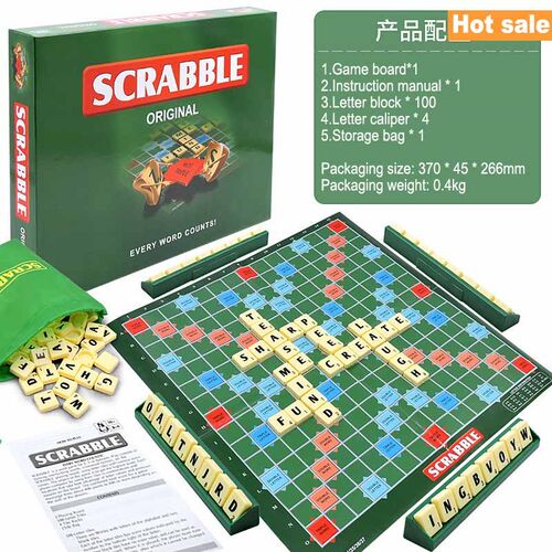 Scrabble Board Puzzles Game Jigsaw-Words Spelling-Table Kids