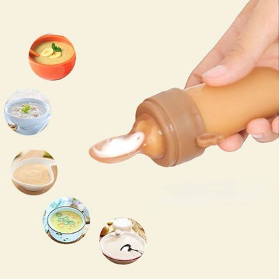 Baby Feeding Bottle Spoon Teether Baby Silicone Rice Paste C