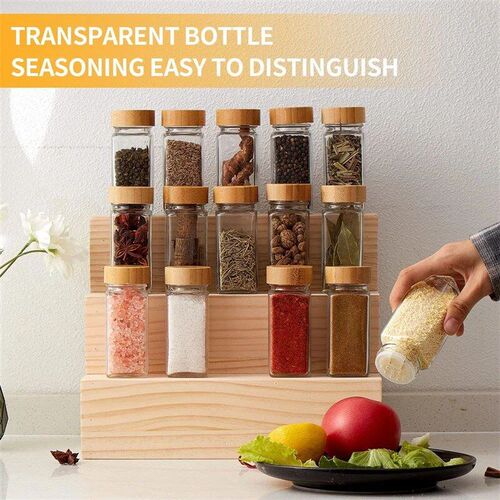 Glass Spice Jars with Bamboo Lid Spice Seasoning Containers