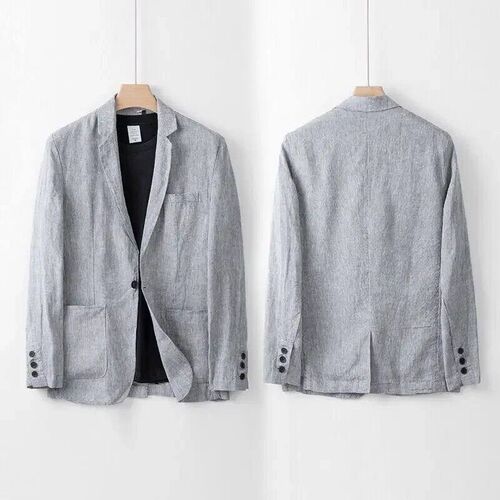 Summer Cotton Linen Blazers Pants Suit Mens Summer Loose Ca