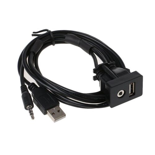 1M Car Dash Flush Mount USB Port Auto Boat 3.5mm AUX USB Ext