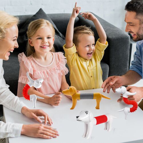 1- 4Pcs Novelty Spring Dog Pop Tubes Sensory Toy Sress Relie