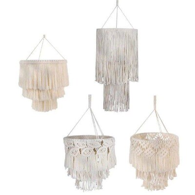 Macrame Ceiling Lamp Shade Boho Hanging Light Cover for