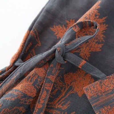 Blue Green Colors Printed Robe for Men Cotton Kimono Men Bat
