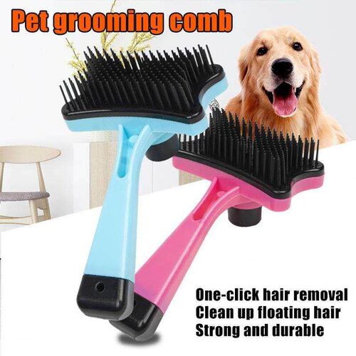 Plastic Push Brush for Cat and Dogs Pet Groom Bath Brush