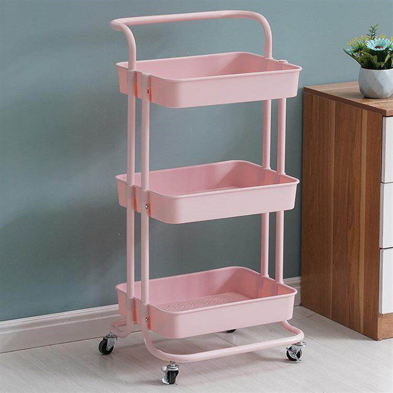 Beauty trolley toilet storage car three floor mobile shelf b