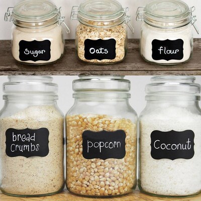 5 Sheets Waterproof Fancy Black Board Kitchen Label ers Jar