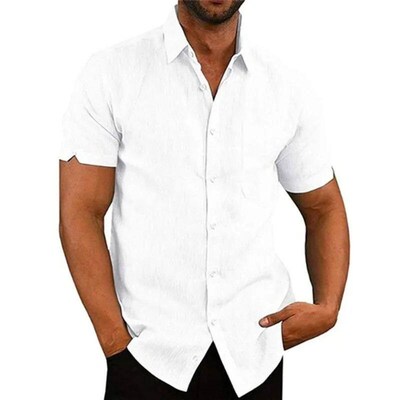 Summer Cotton Linen Shirts For Men Casual Short Sleeved Shir
