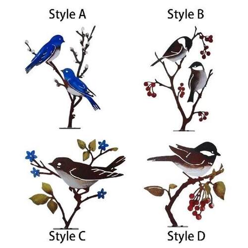 Metal Birds on Branch Centerpiece Elegant Bird Statue Metal