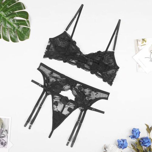 New Women Lingerie Set Lace Embroidery Push Up Bra Panties S
