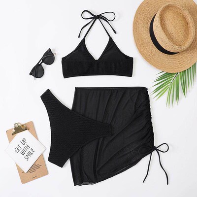 Womens swimsuit neckband three女泳装挂颈三