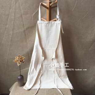 纯色帆布围裙白色加厚学生美术课绘画陶艺烹饪烘焙厨师餐厅工作服