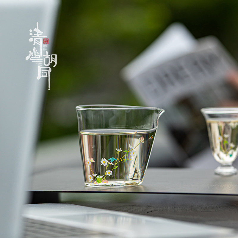 清山胡同小雏菊玻璃公道杯高档小清新绿茶分茶器家用耐热茶海茶具