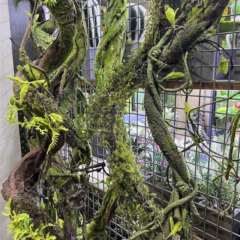 仿真树藤发泡枝条 假藤条带叶芽青苔缠绕墙面吊顶装饰造景枯藤