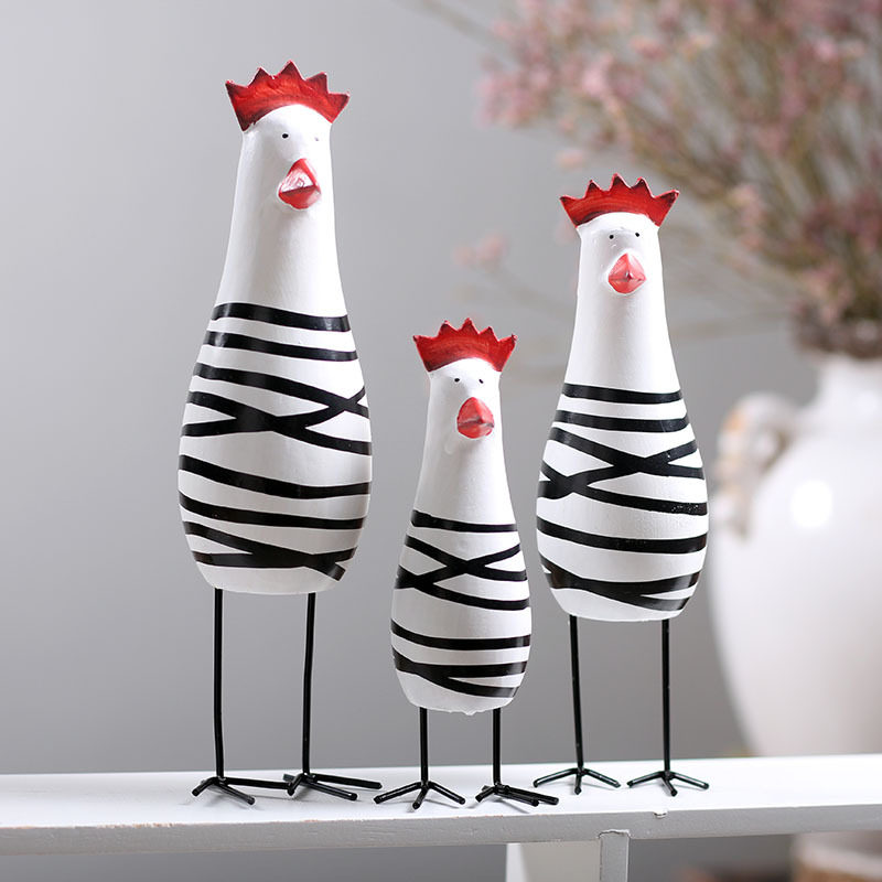 欧式小鸡套装木质可爱动物装饰品电视柜摆件客厅创意家居饰品摆设