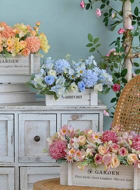 花栅栏仿假花花摆设客厅塑F97H8JMJ料花装饰品件装饰绿摆植生排艺