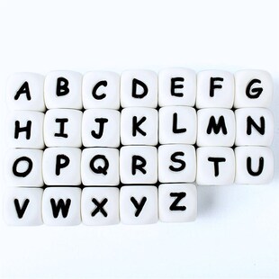 10pcs 12MM Silicone Letters Beads Baby Teething Teethers Eng