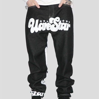 Letter Print Baggy Jeans Women  High Sreet Vintage Hip Hop H