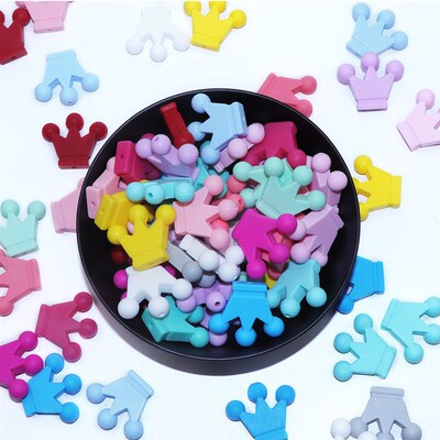BOBO.BOX 10pcs Baby Teething Toys Crown Silicone Beads Food