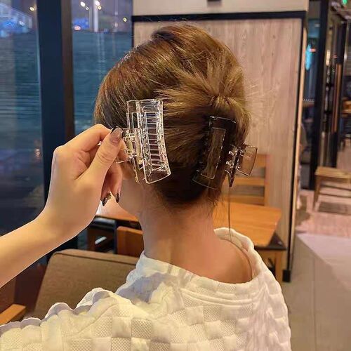 Transparent Color Grab Clip Back Head Hairpin Exquisite Hair