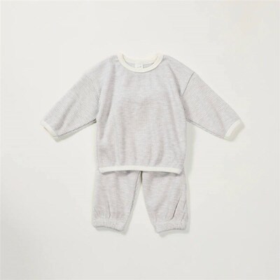 Korean Style Children Clothes Suit Waffle Cotton Pullover+Pa