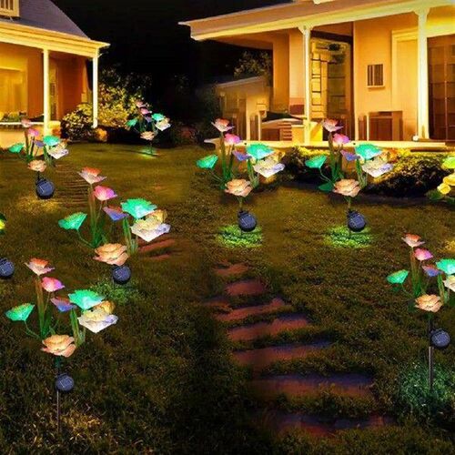 1/2Pcs Outdoor Garden Lamp 4 Heads Design Auto On/Off