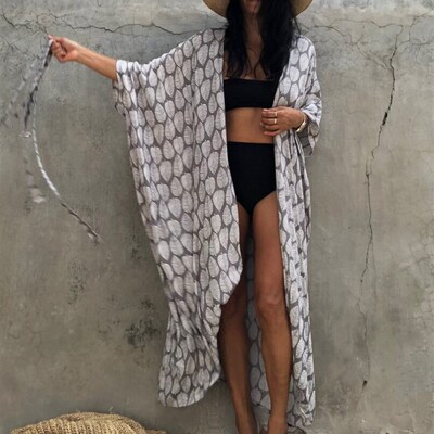 Bikini ver Ups for Swimwear Women Printed Beach Kimono Self