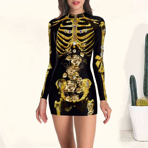 Crew Neck H Shape Bloody Nurse Costume Dress Gothic Style