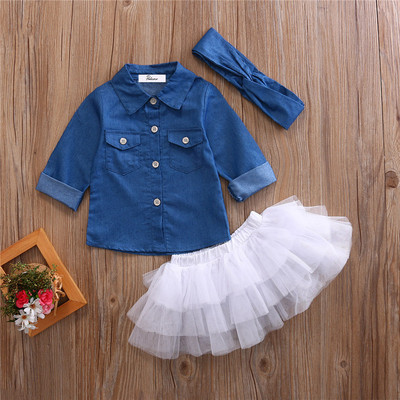 Baby Girl Summer Clothing Sets Baby Girls Clothes Denim Shir