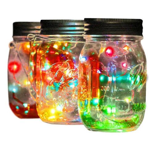 LED Solar Night Light Fairy Cap Lights Mason Jar Lid Lamp Ou