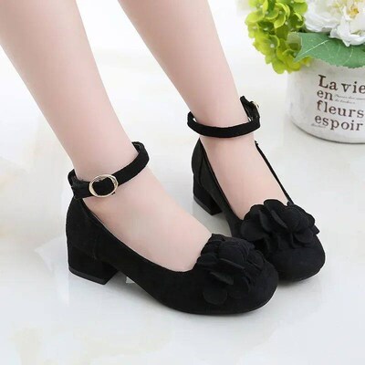 Girls High Heels Shoes for Wedding Party Kids Princess Leath