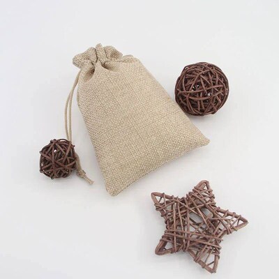 10/20 Pcs Burlap Gift Drawstring Bags for Party Christmas Li