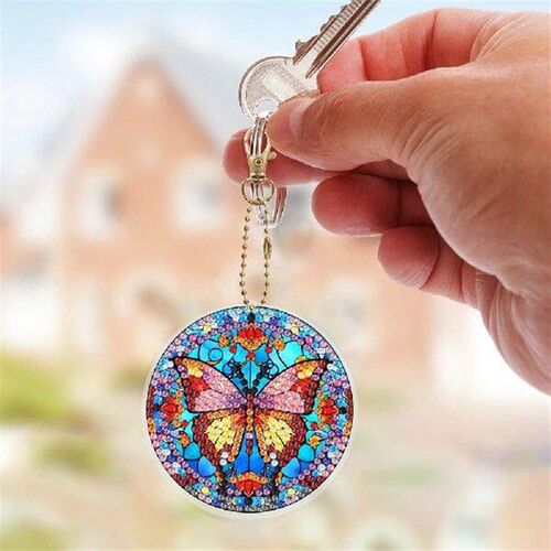 6Pcs Diamond Art Keychain Double Sided Cartoon Diamond Art