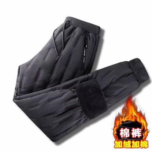 Fleece Jogger Mens Pts Straight Trousers Male Winter Warm